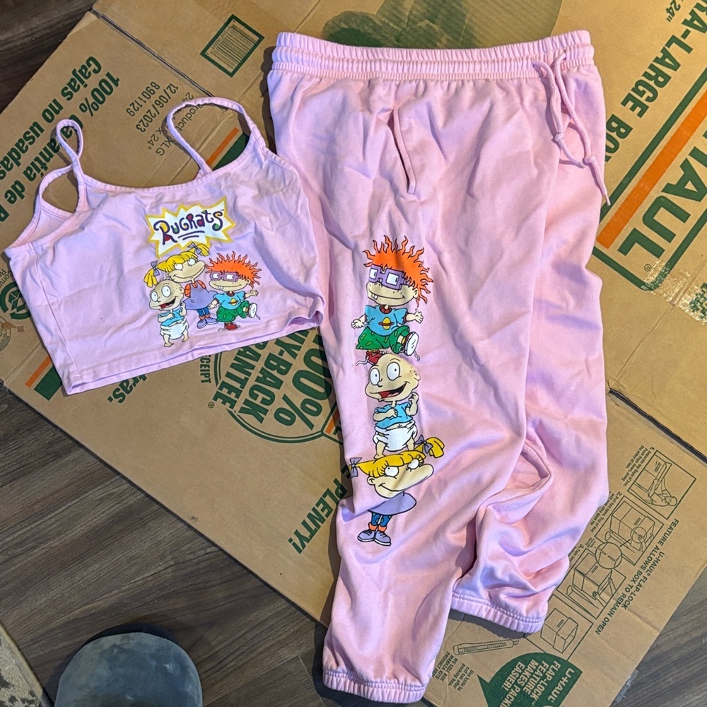 Pink Rugrats Crop Top and Joggers Set